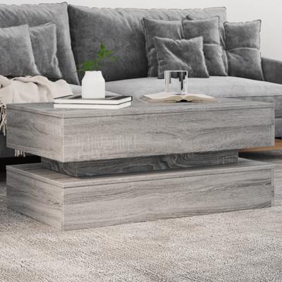 Salontafel met LED-verlichting 90x50x40 cm grijs sonoma eiken