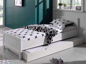 Bed RIKKIE 90x200 cm dennenhout wit met lade