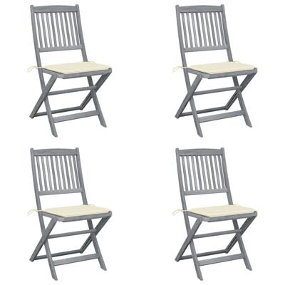 Tuinstoelen 4 st inklapbaar met kussens massief acaciahout