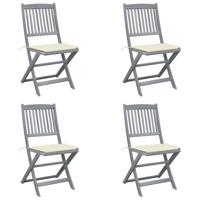 Tuinstoelen 4 st inklapbaar met kussens massief acaciahout