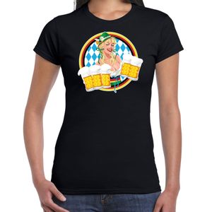 Oktoberfest verkleed t-shirt voor dames - Duits bierfeest kostuum/kleding - zwart