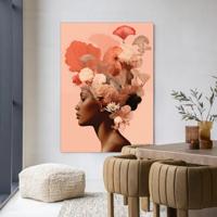 Urban Cotton Wandkleed 'Flower Crown' 145 x 190cm in Frame - black