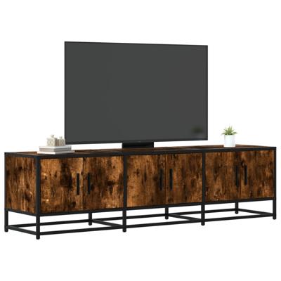 Tv-meubel 150x35x41 cm bewerkt hout metaal gerookt eikenkleurig