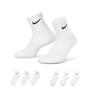 Nike Everyday Cushioned Enkel Sportsokken 6-Pack Wit Zwart