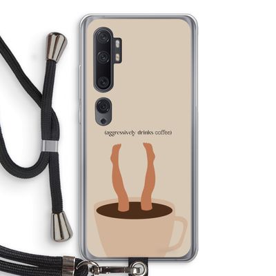 Aggressively drinks coffee: Xiaomi Mi Note 10 Pro Transparant Hoesje met koord