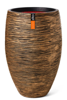 Vaas elegant rib d40xh60 cm zwart goud Capi Europe - Capi europe