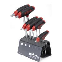 Wiha 334DSVB-01 Stiftsleutelset met dwarsgreep ComfortGrip Zeskant- 6-delig met zijaandrijving, mat verchroomd, in werkbankhouder - 45621