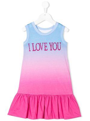 Alberta Ferretti Kids robe I Love You à imprimé tie dye - Bleu