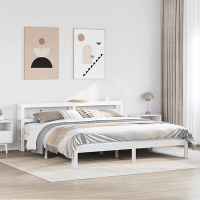 Bedframe met hoofdeinde zonder matras 200x200 cm wit