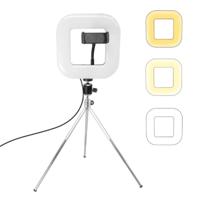 XWJ-D21C Dimbare LED vierkante lamp met statief netto rode Live vulling licht telefoon houder