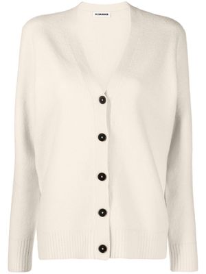 Jil Sander cardigan en laine à col v - Tons neutres