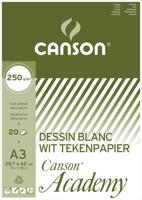 Canson tekenpapier Academy, 250 g, ft 29,7 x 42 cm, A3, blok van 20 vel