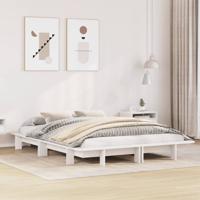 Bedframe zonder matras massief grenenhout wit 140x190 cm