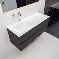 Mondiaz Vica Cloud badmeubel antraciet mat 120 cm 2 lades solid surface enkele spoelbak links zonder kraangat