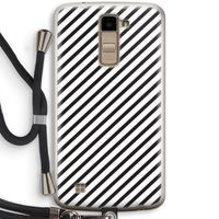 Strepen zwart-wit: LG K10 (2016) Transparant Hoesje met koord