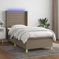 Boxspring met matras en LED stof taupe 90x190 cm
