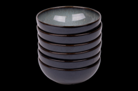 Set van 6 schaaltjes - 15,5 cm - Porto - blauw met groen - Portugees stoneware