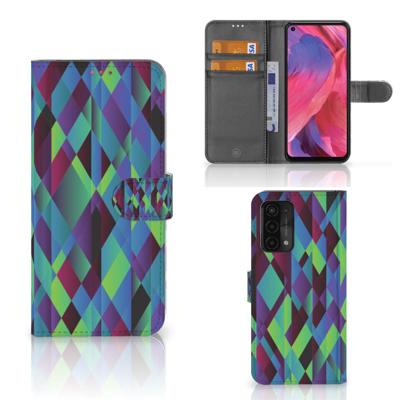 OPPO A54 5G | A74 5G | A93 5G | Book Case | Abstract Green Blue