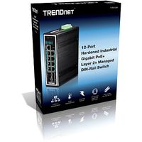Trendnet TI-PG1284i Managed L2+ Gigabit Ethernet (10/100/1000) Power over Ethernet (PoE) Zwart - thumbnail