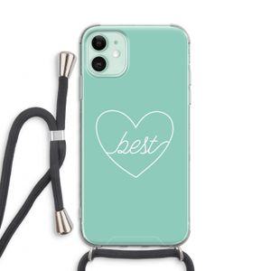 Best heart pastel: iPhone 11 Transparant Hoesje met koord