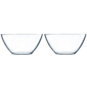 2x Salade schalen/slakommen rond van glas 28 cm