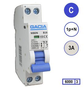 GACIA M80N-C03 inst. 1p+n C2 6kA (18mm)