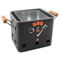 Houtskool barbecue/bbq zwart tafelmodel 18 cm vierkant   - - thumbnail