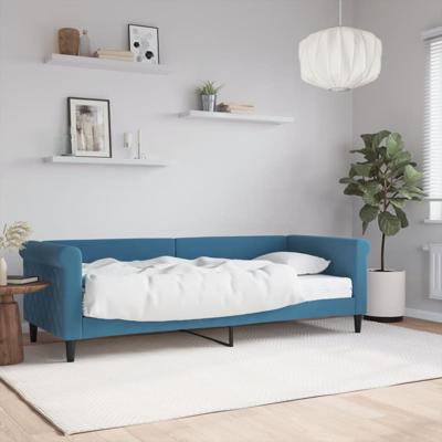 Slaapbank met matras 80x200 cm fluweel blauw