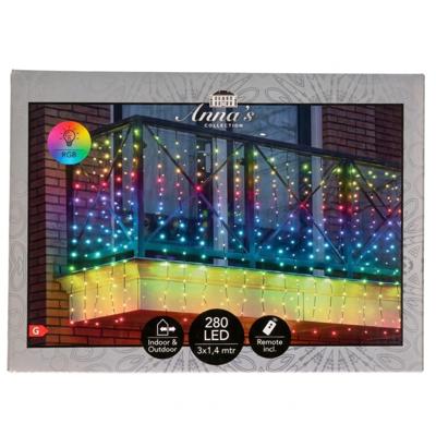 Lichtgordijn - 280 led lampjes - kleurveranderend - 300 x 140 cm - met afstandsbediening