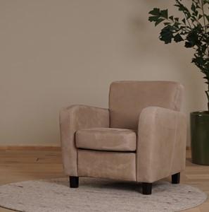 Leren fauteuil Believe - Kenia Leer Taupe - Hout zwart