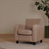 Leren fauteuil Believe - Kenia Leer Taupe - Hout zwart