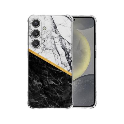 Samsung Galaxy S25 Plus Hoesje - Marble White Black TPU Antishock