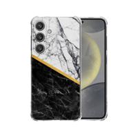 Samsung Galaxy S25 Plus Hoesje - Marble White Black TPU Antishock