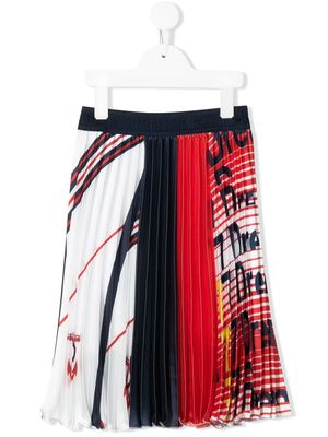 MSGM Kids jupe plissée en satin - Bleu