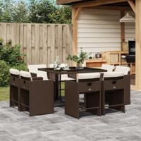 9-delige Tuinset met kussens poly rattan bruin 9-delige Tuinset met kussens poly rattan bruin