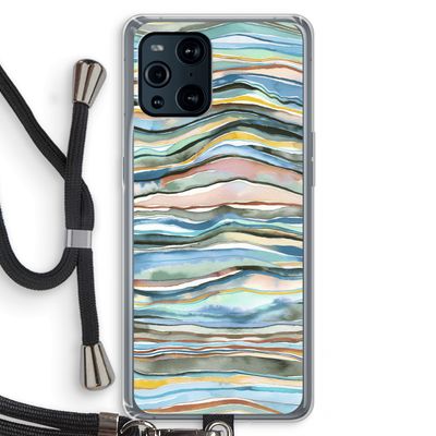 Watercolor Agate: Oppo Find X3 Transparant Hoesje met koord