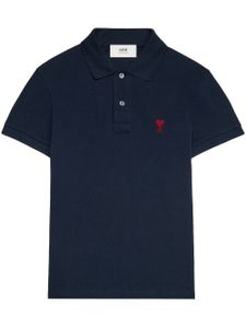 AMI Paris logo-embroidered cotton polo shirt - Bleu