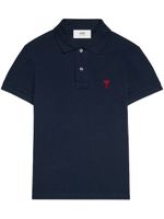 AMI Paris logo-embroidered cotton polo shirt - Bleu - thumbnail