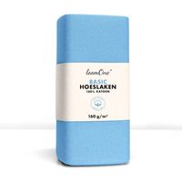 Loom One Hoeslaken – 100% Jersey Katoen – 200x200 cm – tot 23cm matrasdikte– 160 g/m² – Lichtblauw