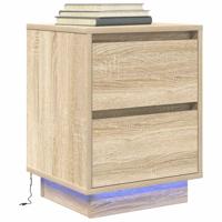 Nachtkastje met led-verlichting 38x34x50 cm sonoma eikenkleurig