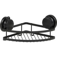 Zwart Hoek Doucherek met zuignappen - Rechthoekig - Geschikt voor muur of douchewand - thumbnail