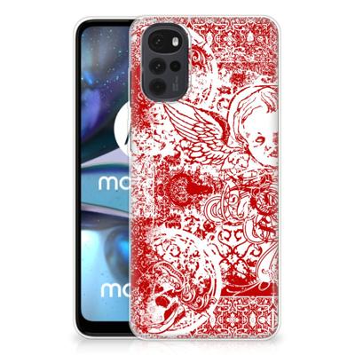 Silicone Back Case Motorola Moto G22 Angel Skull Rood