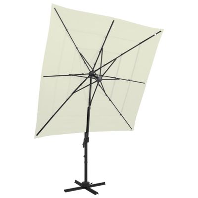 VidaXL Parasol 4-laags met aluminium paal 250x250 cm zandkleurig