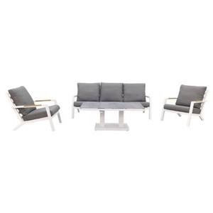 VDG Hampton|Rockford stoel-bank loungeset 4-delig - Wit|Teak