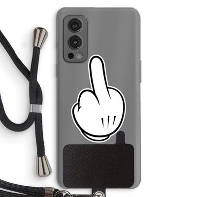 Middle finger black: OnePlus Nord 2 5G Transparant Hoesje met koord