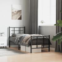 Bedframe met hoofd- en voeteneinde metaal zwart 75x190 cm