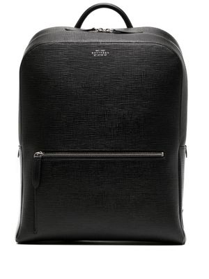 Smythson sac à dos en cuir grainé - Noir