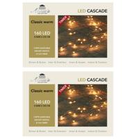 Cascade draadverlichting - Set van 2x stuks - 160 led lampjes - extra warm wit - 8 lichtdraden - ker