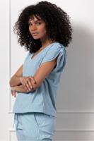 Studio Anneloes Leonie Small Stripe Top 12927 T-shirt Korte Mouw 1160 Off White/midblue