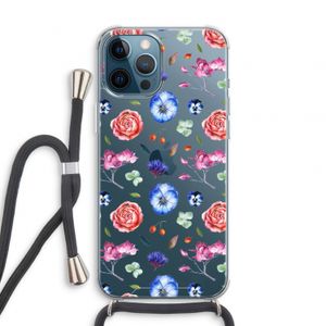 Bloemetjes: iPhone 12 Pro Transparant Hoesje met koord